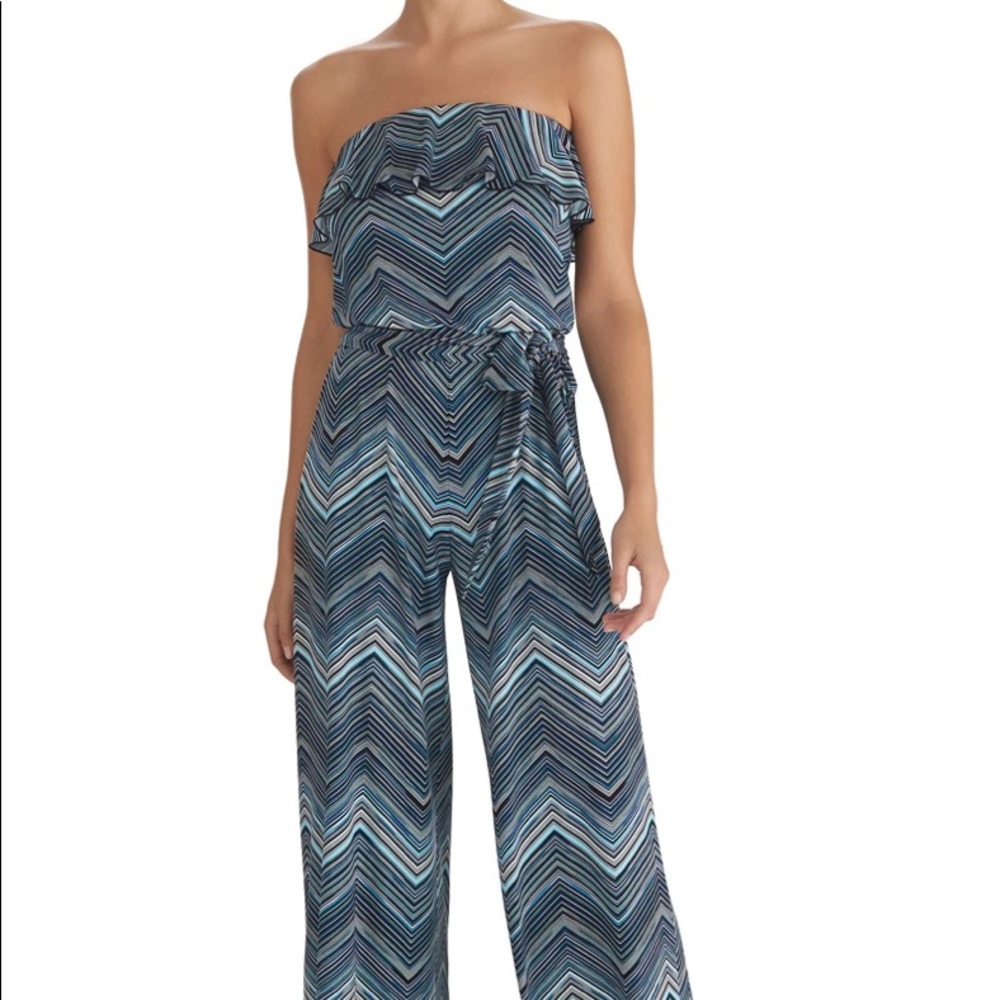 White House Black Market, Small, Strapless Printed Jumpsuit